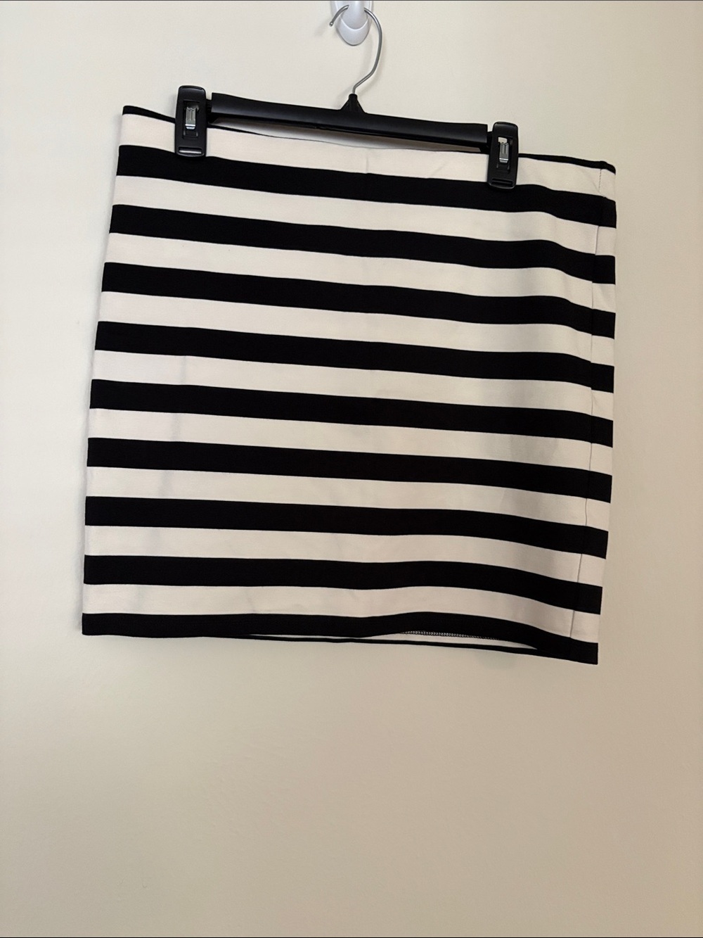 LOFT Black and White Horizontal Stripe Mini Skirt